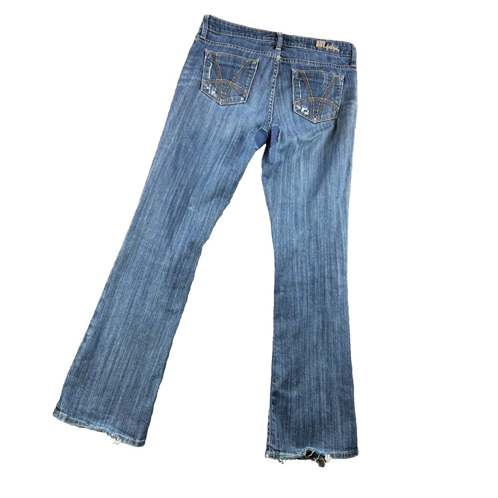 Kut from the Kloth Jeans Women 8 Kelsey Mid Rise Ankle Flare Distressed Patch - Picture 2 of 12